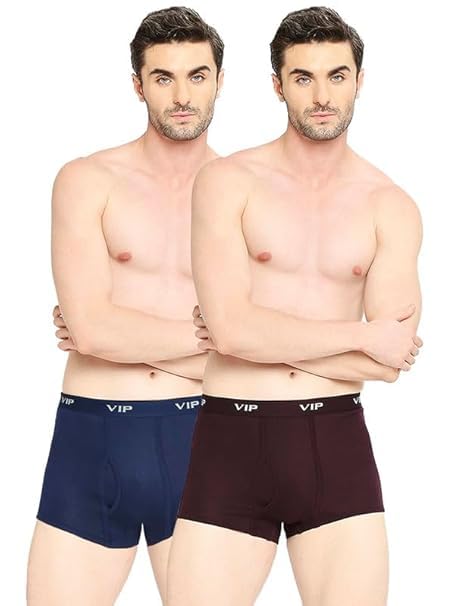 vip Punch Plain Men's 100% Cotton Trunk with Outer Elastic Waistband, 110 Size, Pack of 2, Assorted-picture-29