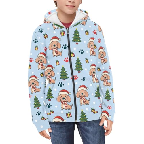 GLUDEAR Boy Girl Ugly Christmas Full Zip Hoodies Kids Funny Santa Claus Print Xmas Jacket Hooded Sweatshirts3