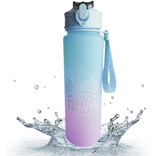 Garrafa De Água Squeeze 750 ML Motivacional Academia Fitness Tie Dye Colorida Bike Caminhada Esporte