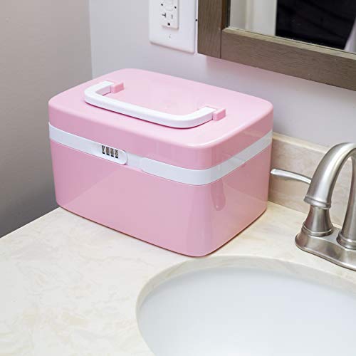 Medicine Lock Box for Safe Medication Storage - Childproof Prescription Bottle Organizer - Lockable Combination Chest (4 Digit Custom Code) Medicine Cabinet w/Separate Compartments | Storage Lockbox - Thumbnail 4