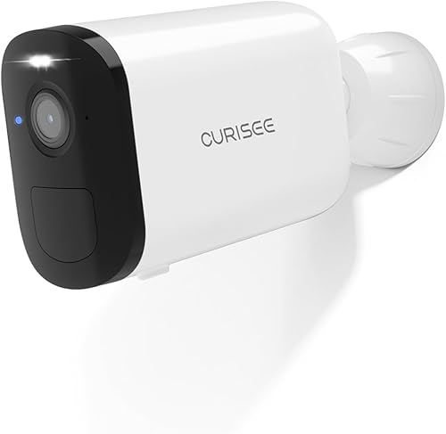 CURISEE Cámaras de seguridad inalámbricas alimentadas por energía solar para exteriores cámara de inclinación panorámica vista de 360 con visión