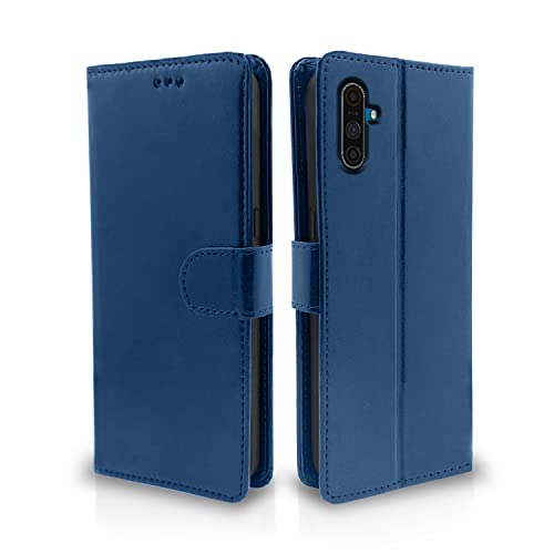 Image of Pikkme Realme C3 Flip Case Leather Finish | Inside TPU with Card Pockets | Wallet Stand and Shock Proof | Magnetic Closing | Complete Protection Flip Cover for Realme C3 (Blue)
