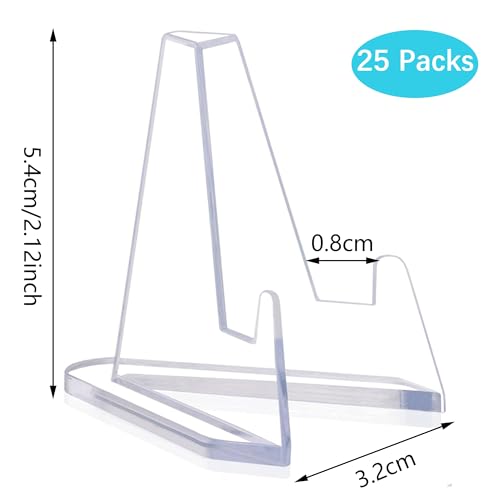 25 Stück Kartenständer, münzhalter, Karten Ständer Mini, Tellerständer,Acryl Ständer für Medaillen, Kartenaufsteller Kunststoff, Staffelei Ausstellungsständer, Klein Münzständer Display Transparent