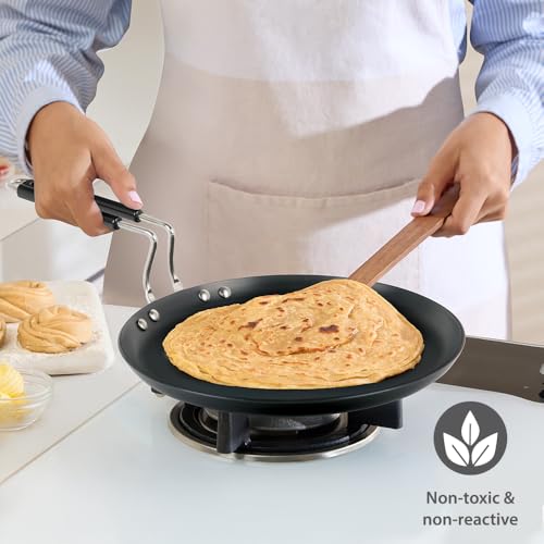 Image of Borosil 30 cm Hard Anodized Flat Tawa | Aluminium Grade 3003 | Glossy Exterior & Matt Interior | Even Heat Distribution | Easy to Clean | 5 Years Warranty