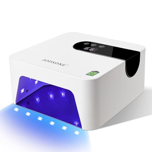 JODSONE U V Nail Lamp Rechargeable Portable with 3 Timers and LCD Display Screen for Nail Dryer Gel White