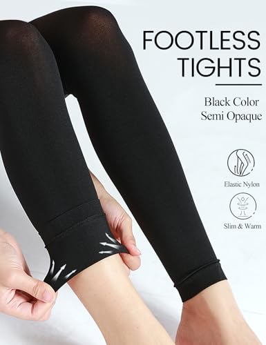 Image of 6 Colors Semi Opaque Footless Tights for Women, 80 Denier Black Footless Tights for Women,S-XL