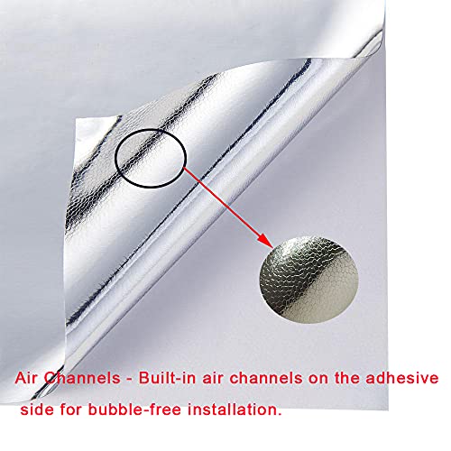Image of LZLRUN 1FT x 5FT Chrome Mirror Vinyl Wrap Adhesive Car Sticker Decal Film (Silver, 1FT x 5FT)