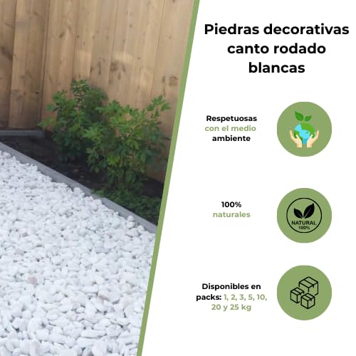 Piedra Jardín Decoración Canto Rodado Blanco Puro (20, 6-10 cm)