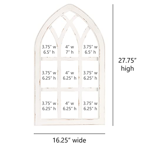 Ka Home Cathedral Arch Wall Decor Window - Rustic Window Frame For Farmhouse, Vintage Or Salvage Style - White Wood Window Frame With Arched Top - 16.25 Inches Wide, 27.75 Inches Tall #TOP6
