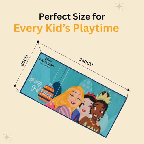Image of Athom Living Disney Princess (Girl Vibes) Runner Carpet 2x4.5 Ft, Soft Printed Mat with Anti-Skid Backing, Durable Washable Runner for Kids Bedroom, Play Area & Playroom Decor
