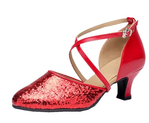 Chaussures modern jazz femme rouge talon 5cm pour éviter la fatigue