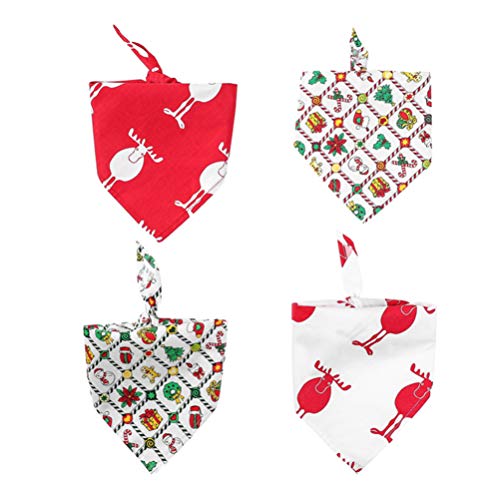 ULTECHNOVO 4 PeÃ§as de Natal Cachecol Cachecol Pet Bandana Pet Cachecol LenÃ§o Triangular Bibs Fanta