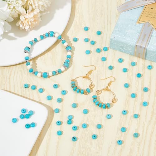SUNNYCLUE 1 BOX 80PCS 6mm Turquoise Spacer Beads Stone Heishi Beads Small Natural Lucky Howlite Gemstone Flat Disc Loose Round Spacer Bead for Jewellery Making Beading Accessories Diy Earrings Craft - Image 4