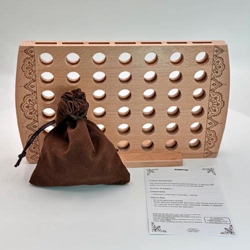Juego de mesa 4 en línea de madera classic strategy miniatura 6