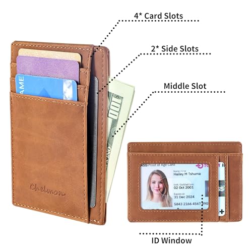 Image of Chelmon Slim Wallet for Men, Minimalist Front Pocket RFID Blocking Credit Card Holder