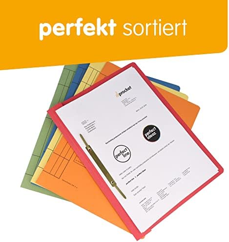 perfect line 20 zszywaczy kartonowych DIN-A4, kolorowych, pochodzących z recyklingu tekturowych teczek wyprodukowanych w Niemczech, 250 g/m², w 5 kolorach, zeszyt komercyjny i urzędowy, teczka do przechowywania