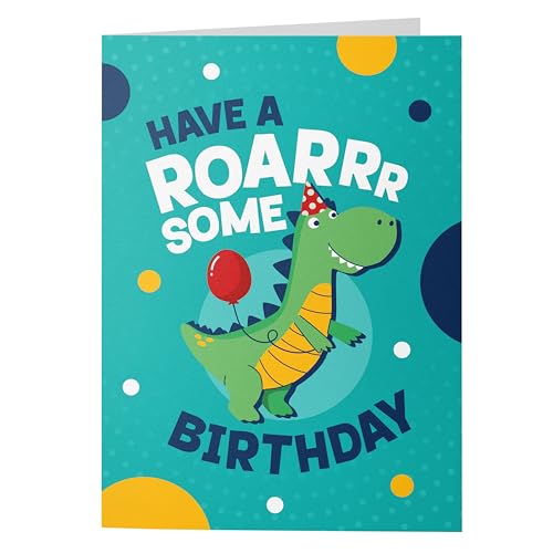Dinosaur Birthday Card | Fun Kids Birthday Card | Turquoise Design | Roarrr some Birthday