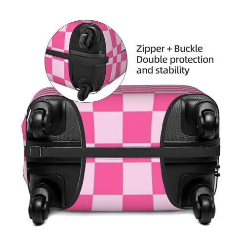 Pink Pastel Checkered Travel Luggage Covers For Suitcase Elastic Suitcase Protector Anti-Scratch Spandex Baggage Covers Fits 18-32 Inch Luggage Medium4