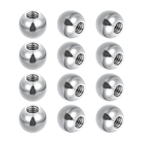 PATIKIL 12pcs M4 x 8mm Ball Nuts Knob, 304 Stainless Steel Round Solid Silver Light Fixture Decorative Screw Cap Cover Machinery Hardware