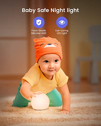 Morfone Night Light For Kids Baby Night Light With Soft Warm Light & Auto 8 Color Changing Dimmable Rechargeable Nursery Night Light With Touch Control & Timer Setting For Breastfeeding Up To 200H #TOP2