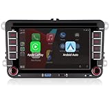 Double din Car Stereo Compatible with Wireless Carplay Android Auto with Bluetooth/FM/AM Radio/USB/High Power Car Radio for VW Golf 5 6 Passat Jetta Caddy EOS T5 Tiguan Touran CC Polo