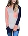 Naier Women T Shirt Top Long Sleeve Color Splicing For Leggings Jeans (M, Pink)