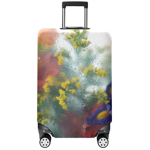 Travel Luggage Cover Suitcase Protector Scratch-Resistant Fit Not Included Suitcase Chrysanthemum Flower L-26-28in