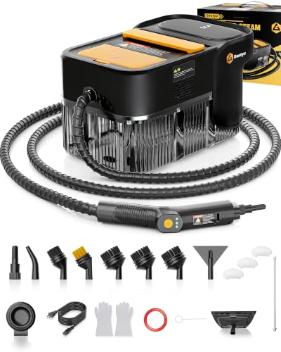Gautye Steam Cleaner, 3 Level Adjustable Handle with 18 Accessories, Black