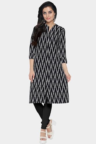 Image of Cotton Pochampally ikat unstitched blouse, Kurthi, long frock fabric material for women (1 meter, 2 meters & 3 meters)