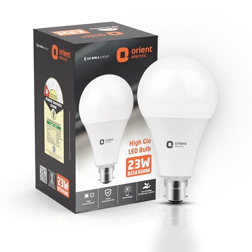 Orient Electric 23W LED Bulb for Home & Office | Cool Day White (6500K) | B22D Base | 180 Degree Beam Angle | 4Kv Surge Protection | Energy Efficient 