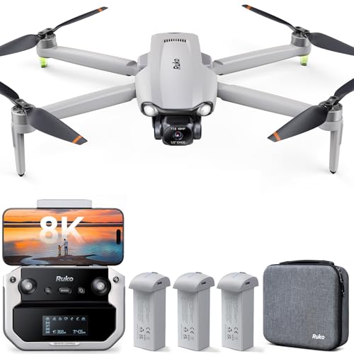 Ruko F11PRO 2 Plus Drones with Camera for Adults, 48MP 8K Photo, 3-Axis Gimbal Stabilizer, 111 Mins Flight Time (3 Batteries), 20,000ft Transmission, Beginner-Friendly Tech Gift