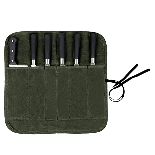 Chef Knife Roll Bag, Heavy Duty Oxford Utility Knife Bag, 6 Slots Chefs Knife Case Holder, Multi-Function Cutlery Kitchen Knife Pouch Knife Wrap Wallet Tool Roll For Home Kitchen Traveling Camping #TOP15