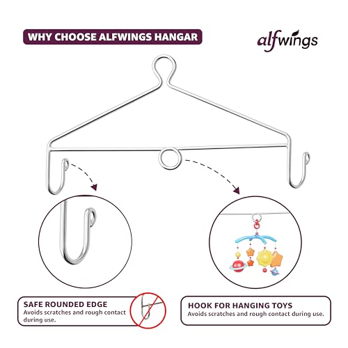 Image of Baby Cradle Hanger | Supports Up to 25Kg | Strong Metal | Rattle Toy Hanging for Thottil Swing Jhula Palna | (Silver, Centre Hole)