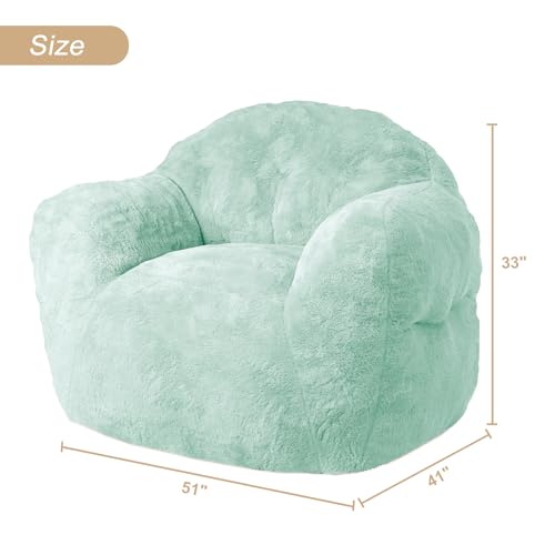 Image of GarveeHome 51 inch Large Bean Bag Chair for Adults, Giant Bean Bag Chair Soft Green Bean Bag Sofa Oversized Bean Bag Couch with Filler Included Chair Sofa for Living Room Bedroom