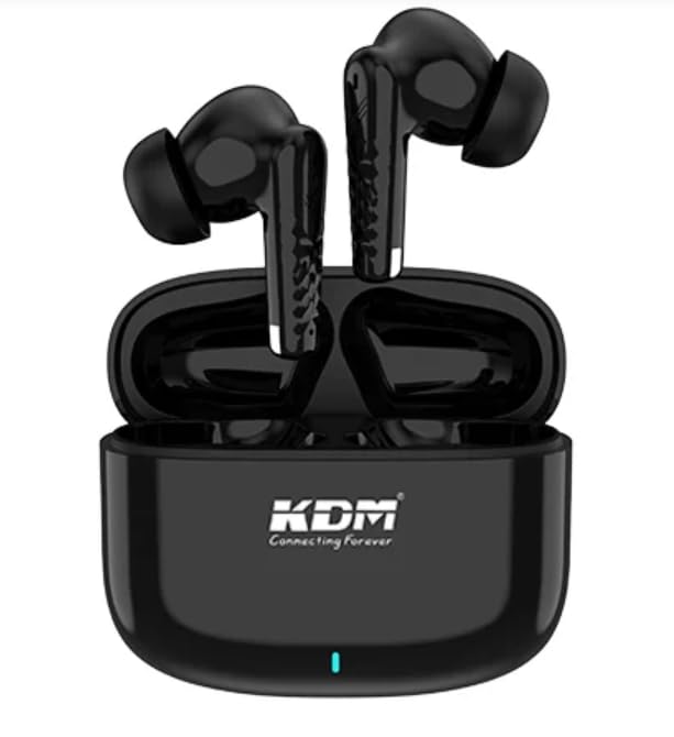 Image of KDM Z4 JackPods Bluetooth 5.4 Wireless Earbuds, 30 Hours Total Playtime, 6H Single Charge, Type-C Fast Charging (90 Min), In-Ear Design with Silicon Covers, Voice Assistant for Android & iPhone, Black