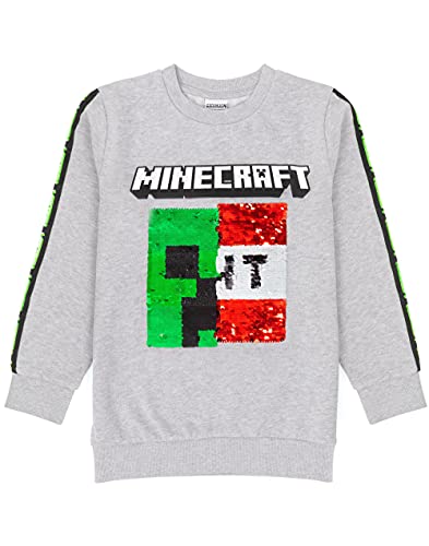 Minecraft Kids Sweatshirt Sequin Creeper TNT Grey Gamer Jumper Hoodie4