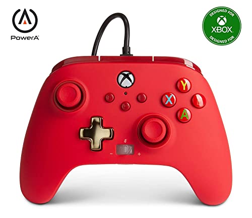 PowerA Enhanced Wired Controller for Xbox - Red, Gamepad, Wired Video Game Controller, Gaming Controller, Xbox Series XS, Xbox One - Xbox Series X