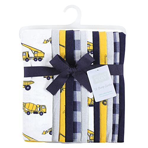 Image of Hudson Baby Unisex Baby Cotton Flannel Burp Cloths Bundle, Construction, One Size