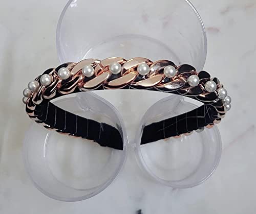Image of Elegant Rosegold Handcrafted Thick Chain Hairbands Headbands for Girls & Women (Pack of 1)