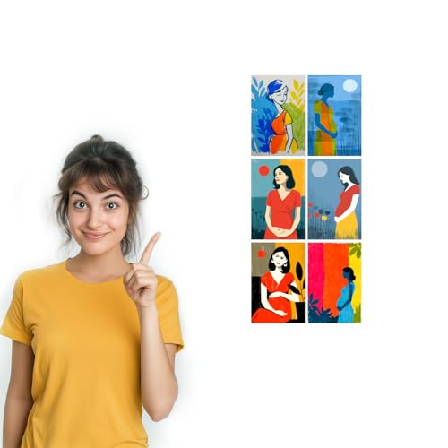 Image of SiddArtify Pregnancy Wall Art Poster Print Set - Modern Woman Art Decor for Living Room Bedroom Nursery - Set of 2-4x6 Inch - Board (Pack of 6) - Sticker (Pack of 6)