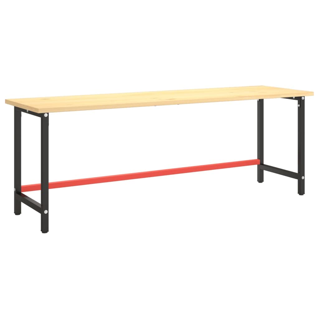 Marco de banco de trabajo (220 x 57 x 79 cm, metal), color negro y rojo mate