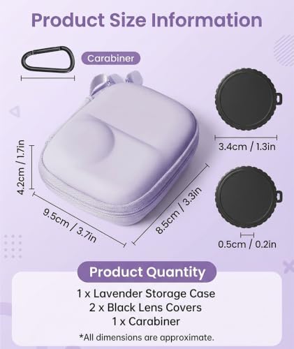 Image of embroidery 4PCS Camera Case, Digital Camera Case, Carrying Case with Carabiner and Lens Covers, Storage for Vlogging and Outdoor Photography, Includes Storage Bag Carabiner and Two Lens Caps