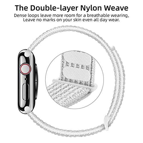 OXWALLEN Sport Loop Nylon Band Compatible with Apple Watch Series 11/10/9/8/7/6/5/4 SE Ultra 3/2/1 49mm 46mm 45mm 44mm, Adjustable Comfortable Braided Rugged Strap for iWatch Women Men, Summit White by OXWALLEN - Used condition - Image 4