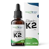 Vegan Drops® - Vitamin K2 Tropfen als bioaktive MK-7 Form mit dem Markenrohstoff K2 Vital® - 200µg pro Tagesdosis - 1020 Tropfen, 102 Tage Reichweite - vegan, ohne Alkohol & in Deutschland produziert