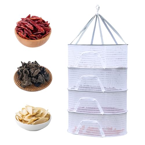 Yangun Red De Secado Plegable De 4 Capas Con Cremalleras, Secador Colgante Para Hierbas, Semillas, Pescado Y Verduras Yangun Red De Secado Plegable De 4 Capas Con Cremalleras, Secador Colgante Para Hierbas, Semillas, Pescado Y Verduras