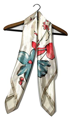 Lenços de cetim quadrados grandes da Shanlin em caixa de presente (89 cm x 89 cm), Orchid-white, 35.