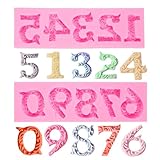 YunKo 2Pack Silicone Fondant Number Molds 0-9 3D Embossed Fondant Chocolate Mold with Stick Hole for Decorating Cake Candy Chocolate DIY Cake Decorating