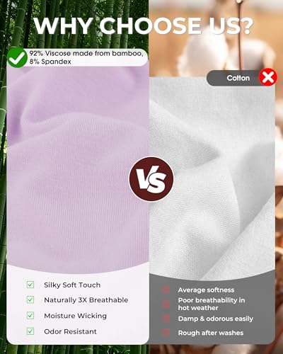 Image of BAMBOO COOL Womens Boy Shorts Underwear Full Coverage High Waist Boxer Briefs Panties for Women 5 Pack