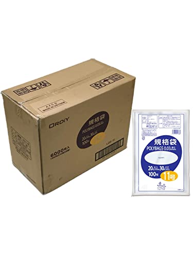 オルディ 食品保存 ポリ袋 規格袋 透明 ケース販売 11号 横20×縦30cm 厚み0.03mm 100枚入 60冊セット 食品衛生法適合品 ビニール袋 L03-11