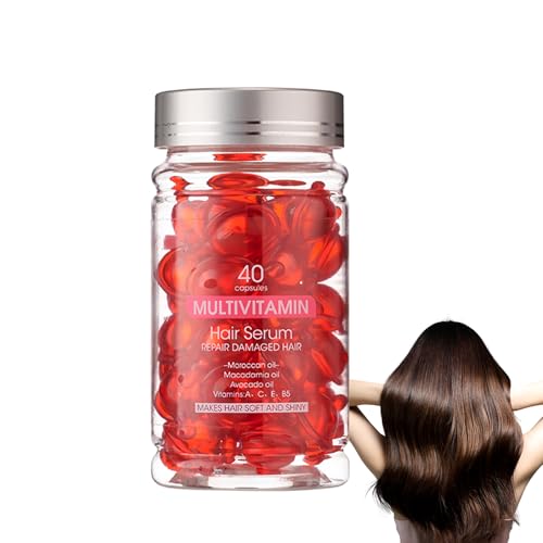 Suero Capilar Multivitamínico - 40 Cápsulas De Tratamiento Sin Aclarado - Con Aceites De Argán, Macadamia Y Aguacate - Vitaminas A, E Y B5 - Reparador, Hidratante Y Nutritivo Para Cabello